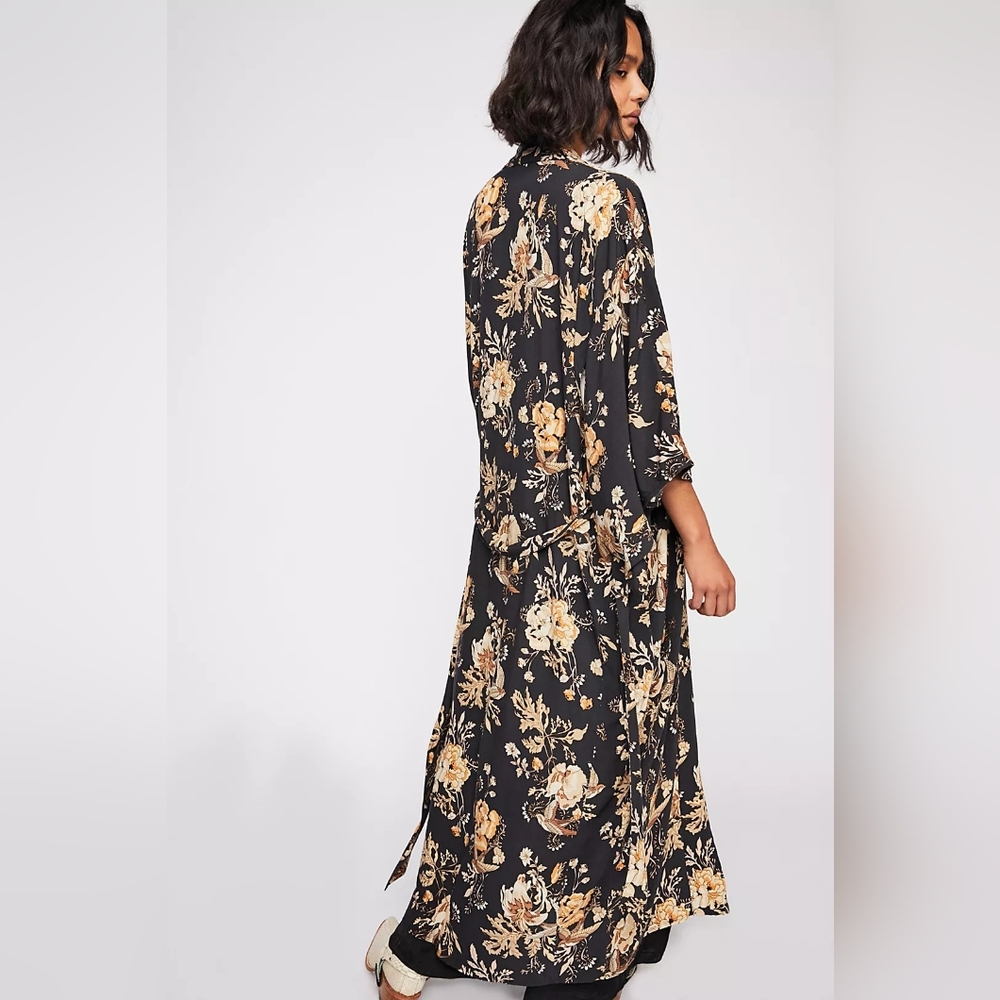 Spell & The Gypsy x Free People Jane Maxi Robe Kimono OS Bird Print Floral - Picture 2 of 12